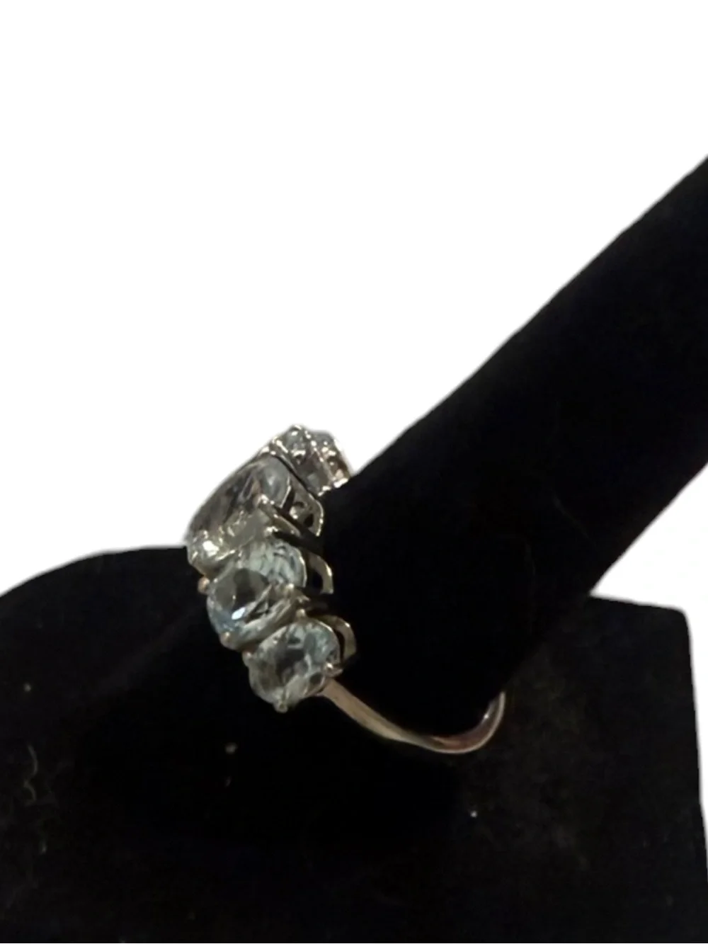 DJoy Womens Mangoro Aquamarine 5 Stone Ring in Platinum/Sterling Silver Size 6